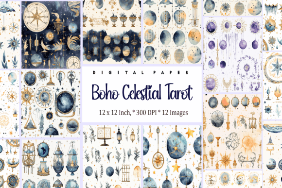 Download Watercolor Boho Celestial Tarot Paper - Watercolor boho Collection