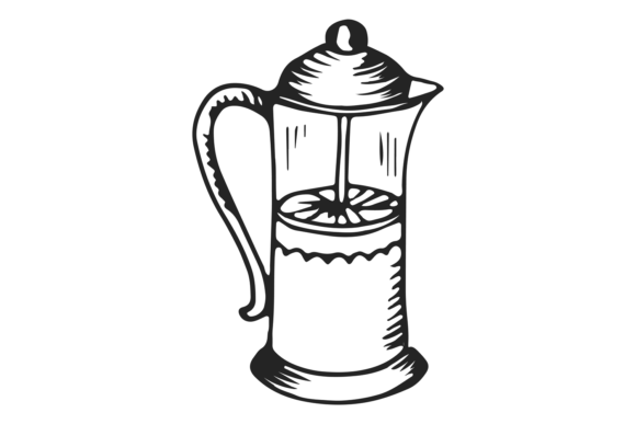 Download French Press Sketch. Simple Home Coffee - Sketch Collection