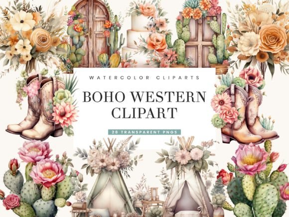 Download Watercolor Boho Western Clipart Bundle - Premium Bundle