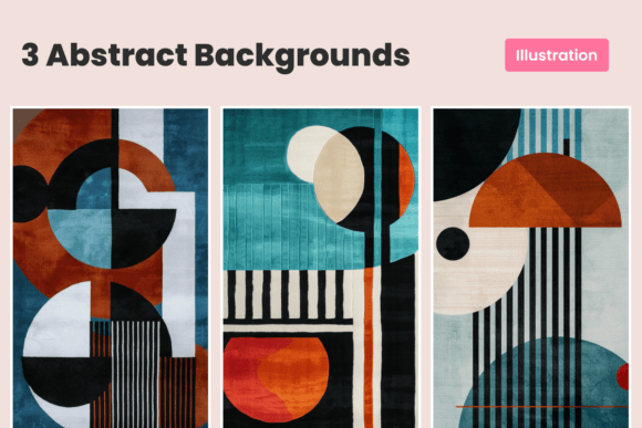 Download 3 Abstract Illustrations | Geometric Art - Abstract Collection