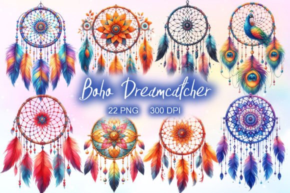 Download Watercolor Boho Dreamcatcher Clipart PNG - Premium Resources