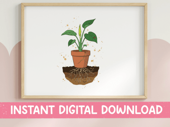 Download Potted Plant with Roots Botanical Art - Botanical Collection