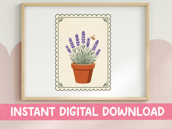 Download Lavender Potted Plant Botanical Print - Botanical Collection