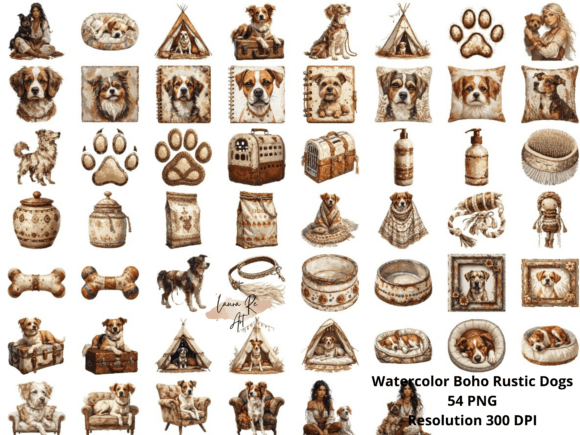 Download Watercolor Boho Rustic Dogs - Premium Resources