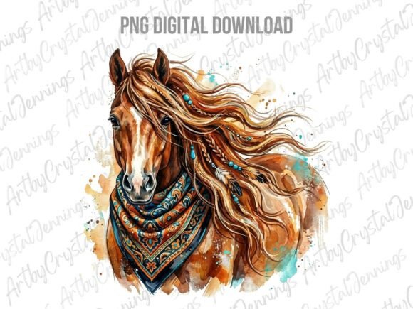 Download Watercolor Boho Western Horse PNG - Watercolor boho Collection