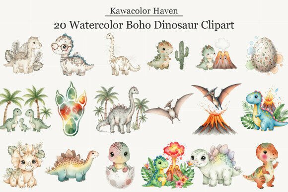 Download Watercolor Boho Dinosaur Clipart - Premium Resources