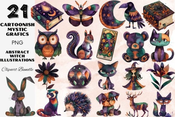 Download Abstract Cartoonish Mystic Animal Witch - Abstract Collection