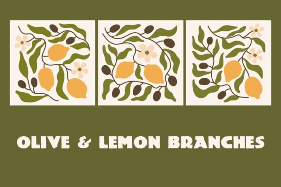 Download Olive &amp; Lemon Branches Abstract Art Set - Abstract Collection
