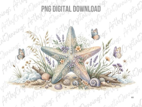Download Watercolor Boho Starfish Beach PNG - Watercolor boho Collection