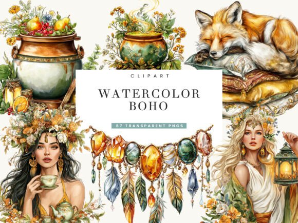 Download Watercolor Boho Clipart Bundle - Premium Resources
